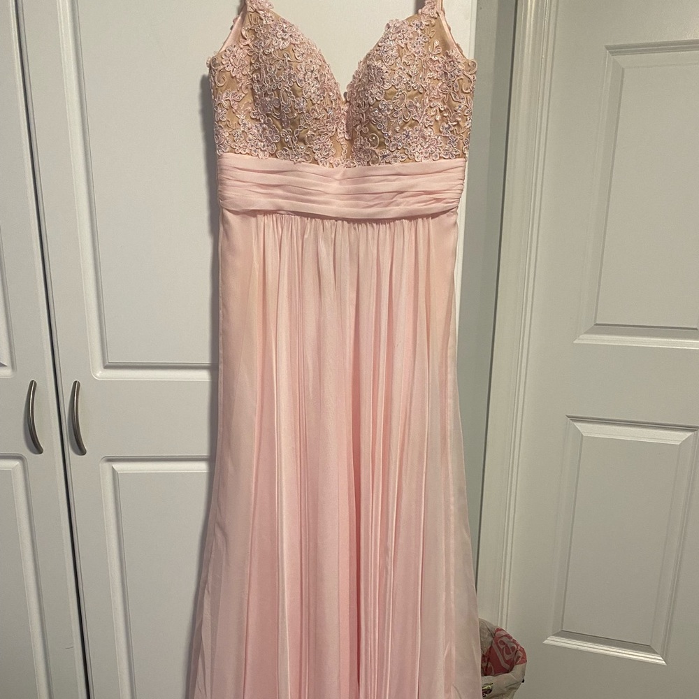 Prom dress, light pink with lace.
